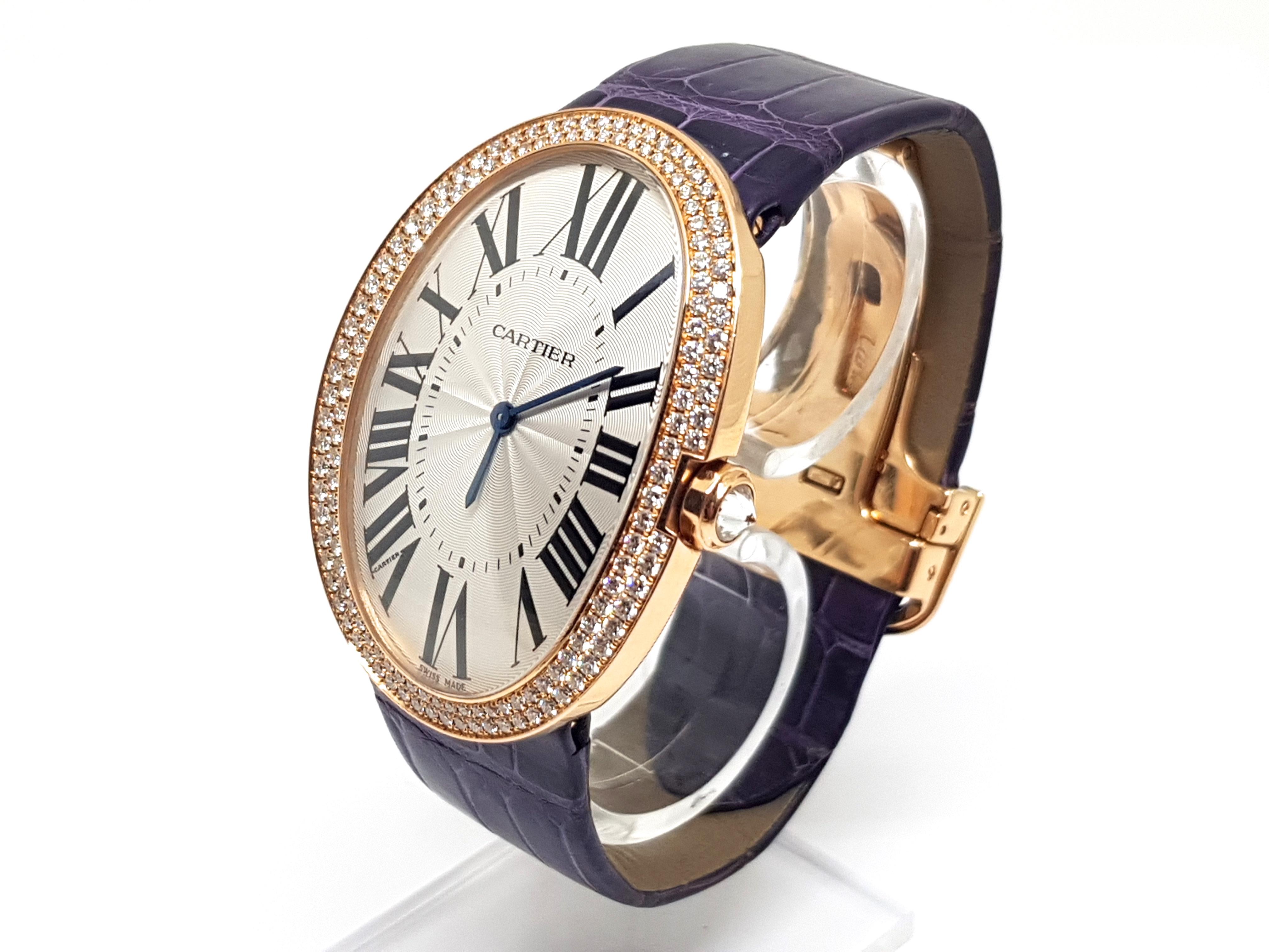 Cartier Pink Gold Diamond Baignoire Large Model Manual Wristwatch 4