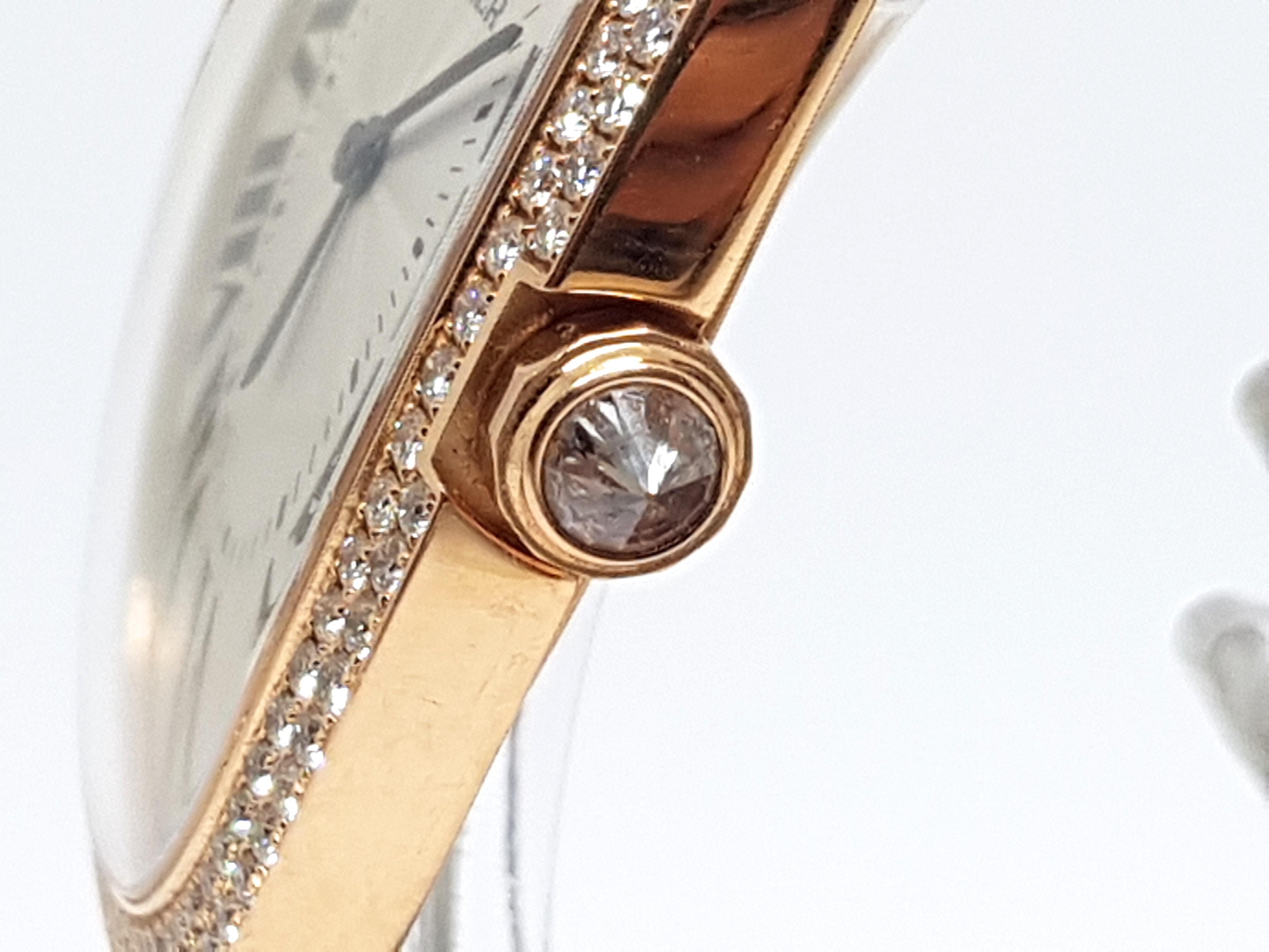 Cartier Pink Gold Diamond Baignoire Large Model Manual Wristwatch 6