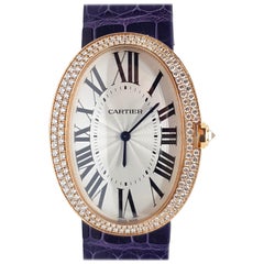 Cartier Pink Gold Diamond Baignoire Large Model Manual Wristwatch