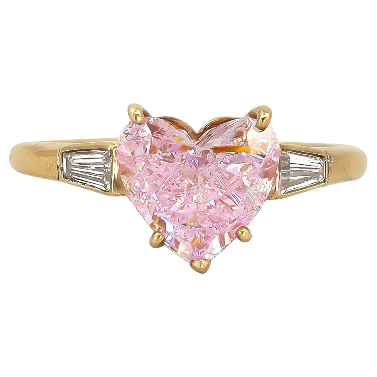 Cartier Pink Heart Diamond Dinner Engagement Ring 2.02ct For Sale