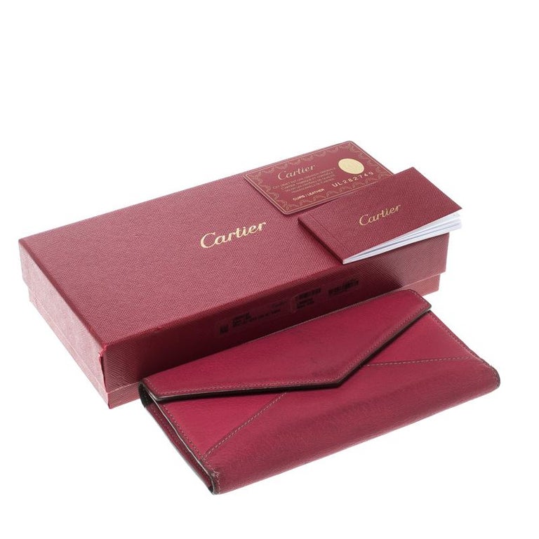 Cartier Pink Leather Les Must Envelope Trifold Wallet For Sale at 1stDibs