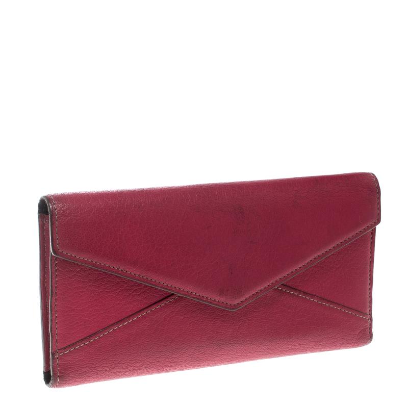 Brown Cartier Pink Leather Les Must Envelope Trifold Wallet