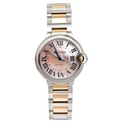 Cartier Pink Mother Of Pearl 18K Rose Gold Stainless Steel Ballon Bleu 3284 Wome