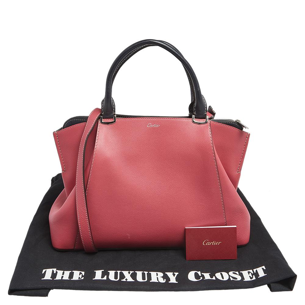 Cartier Pink/Navy Blue Leather Small C De Cartier Bag 6