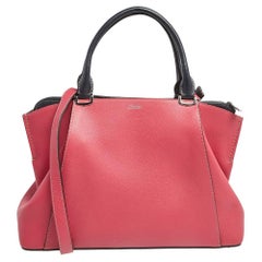 Cartier Pink/Navy Blue Leather Small C De Cartier Bag