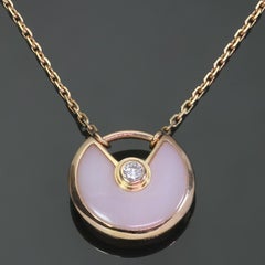 Cartier Pink Opal Rose Gold Amulette Pendant Necklace