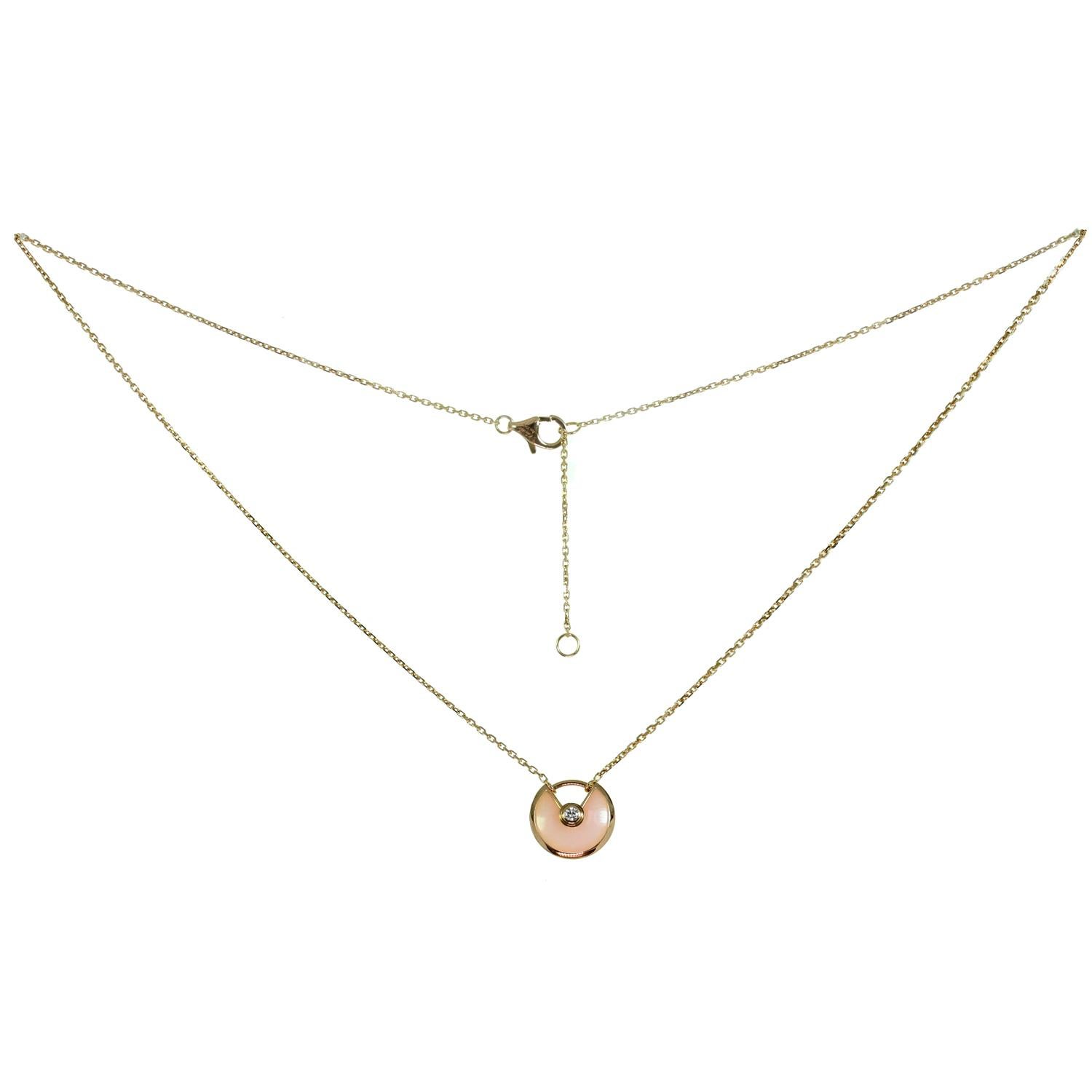 cartier amulette necklace pink opal