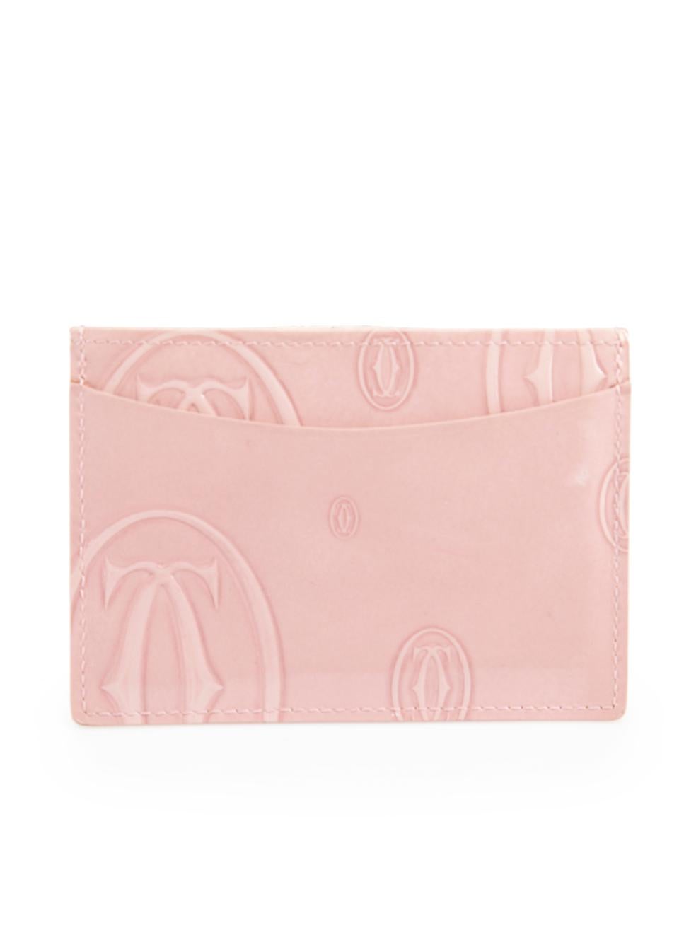 Cartier Pink Patent Leather Embossed Cardholder In Good Condition In London, GB