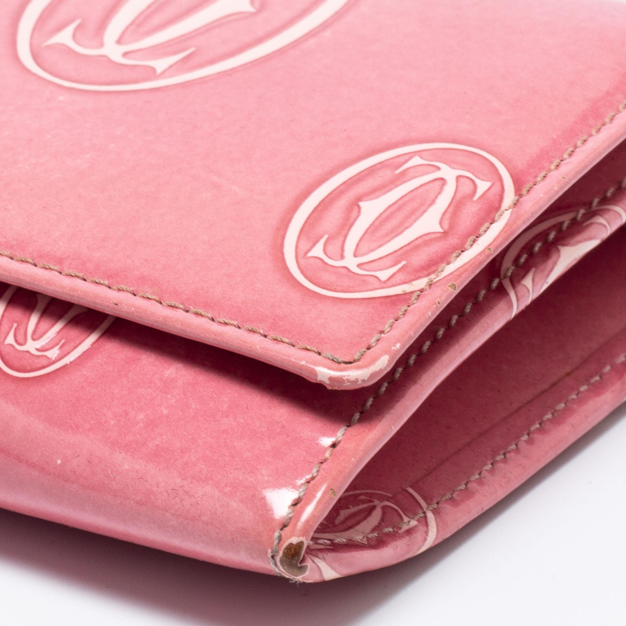 Cartier Pink Patent Leather Happy Birthday Continental Wallet 3