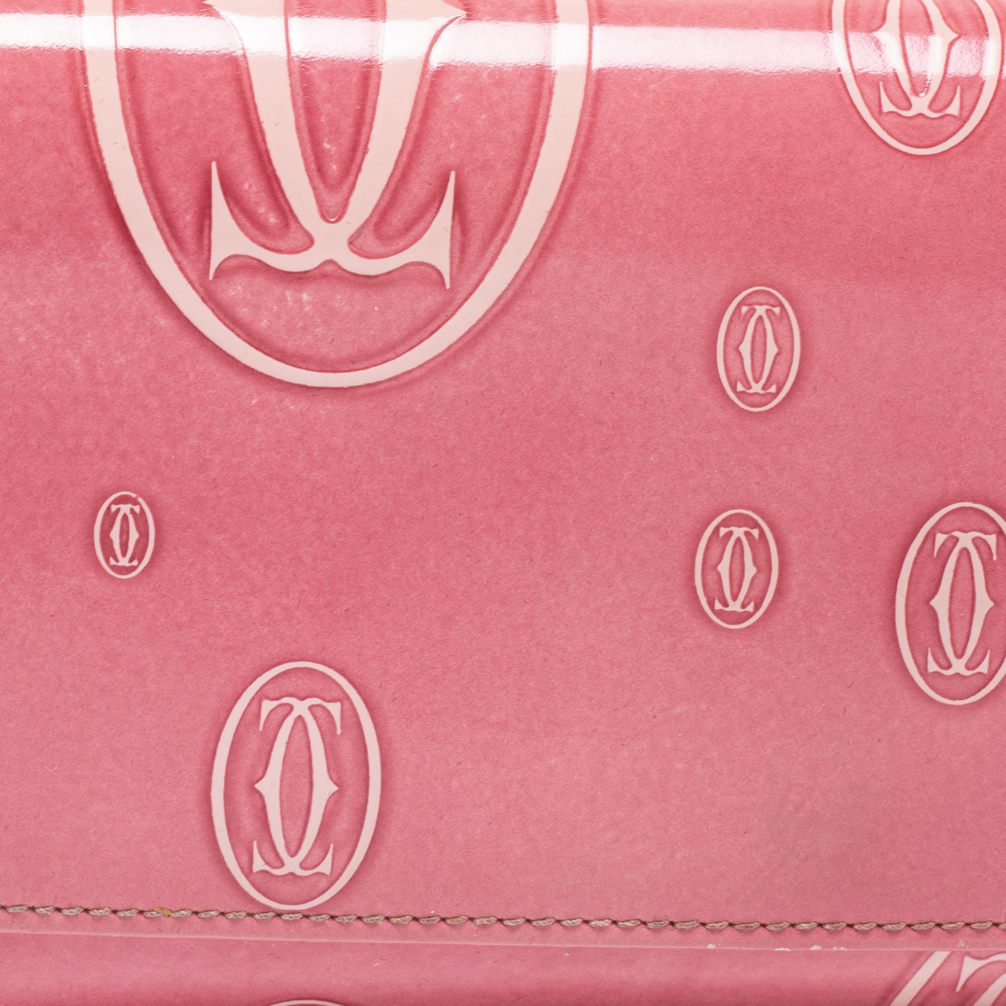 Cartier Pink Patent Leather Happy Birthday Continental Wallet 5