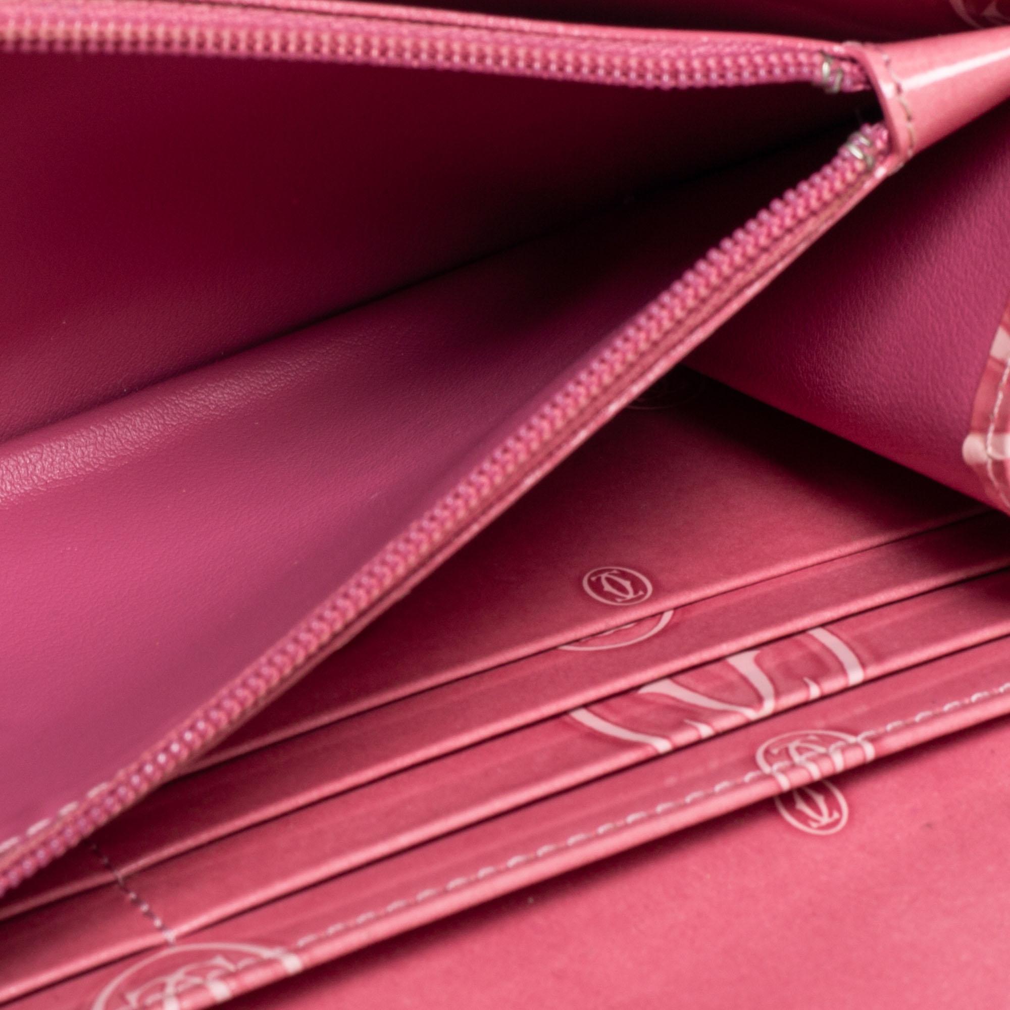Women's Cartier Pink Patent Leather Happy Birthday Continental Wallet