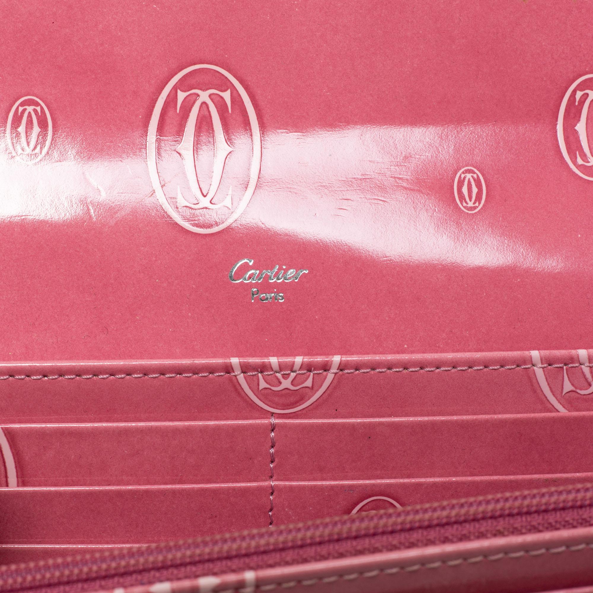 Cartier Pink Patent Leather Happy Birthday Continental Wallet 2
