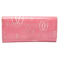 Cartier Pink Patent Leather Happy Birthday Continental Wallet