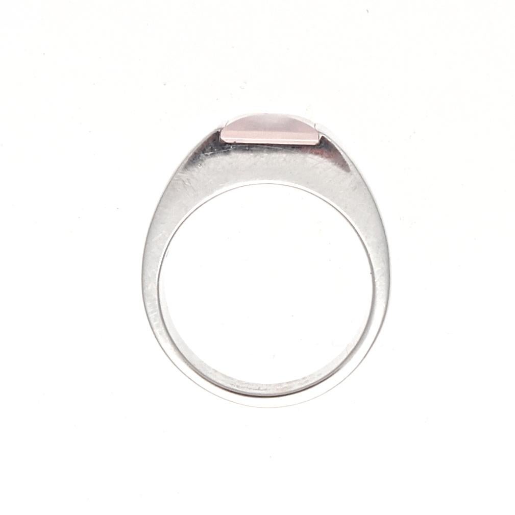 Modern Cartier Pink Quartz Gold Tank Ring