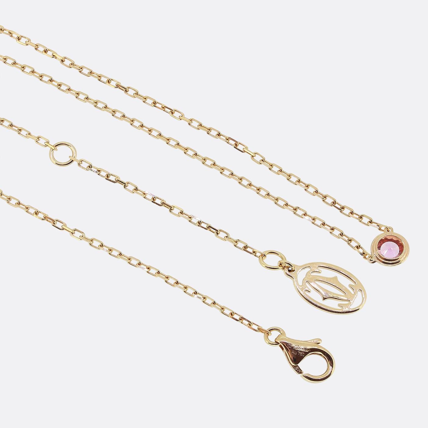 Round Cut Cartier Pink Sapphire d'Amour Necklace For Sale