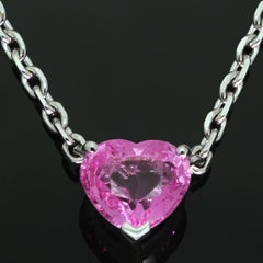 Cartier Pink Sapphire Heart White Gold Necklace Papers