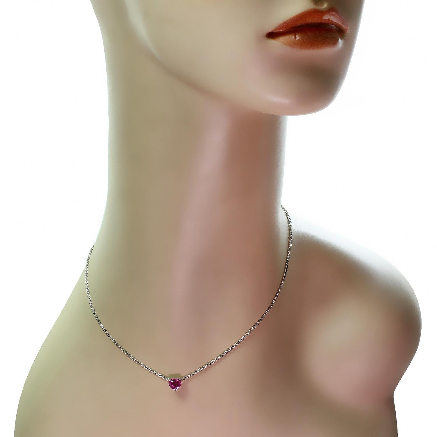 pink sapphire heart necklace