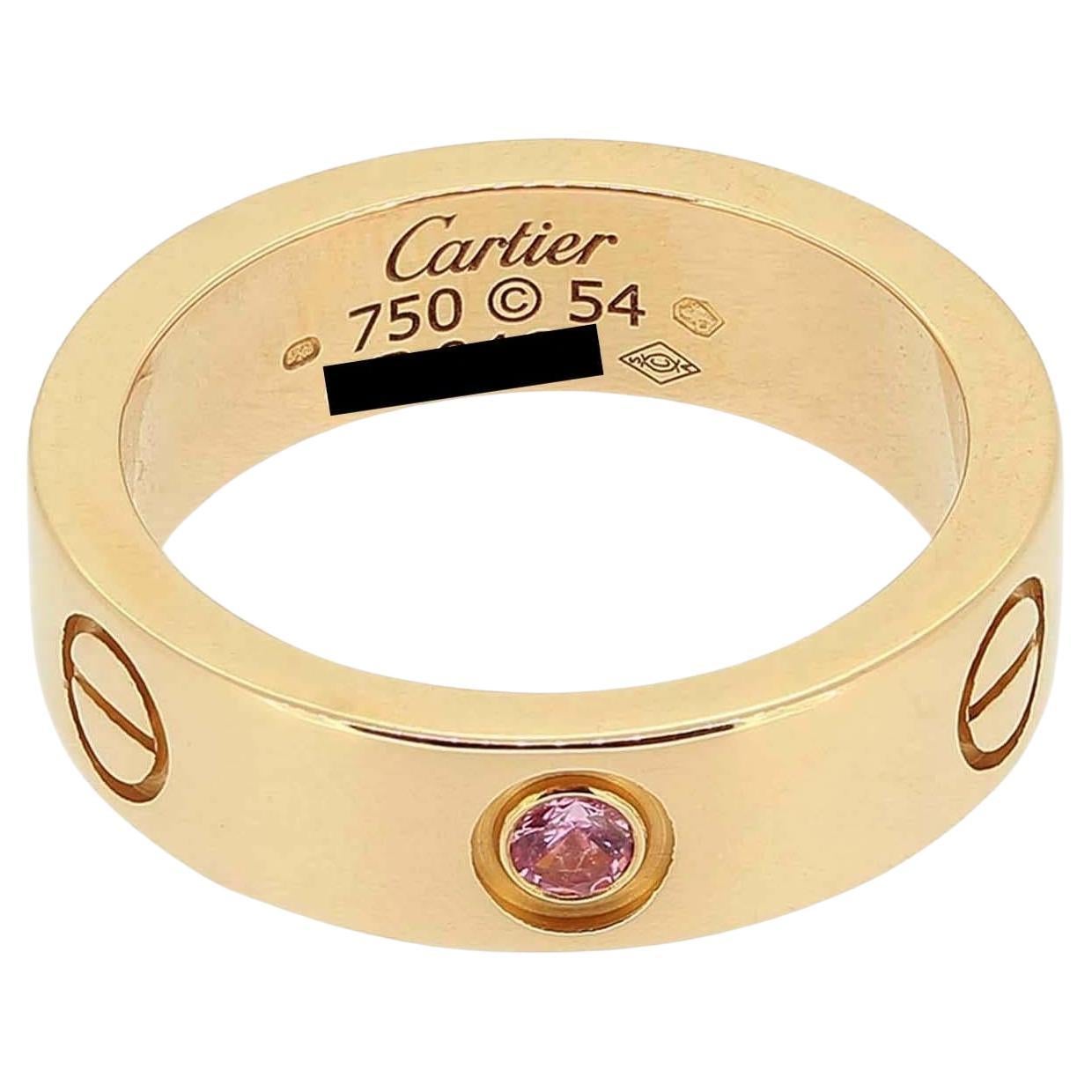 Cartier Pink Sapphire LOVE Ring Size N (54) For Sale