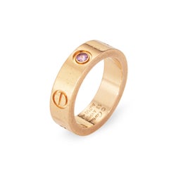 Cartier Pink Sapphire Love Ring Sz 53 6 1/4 18k Rose Gold Fine Signed Jewelry