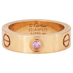 Cartier Pink Sapphire Love Ring Sz 53 6 1/4 18k Rose Gold Fine Signed Jewelry
