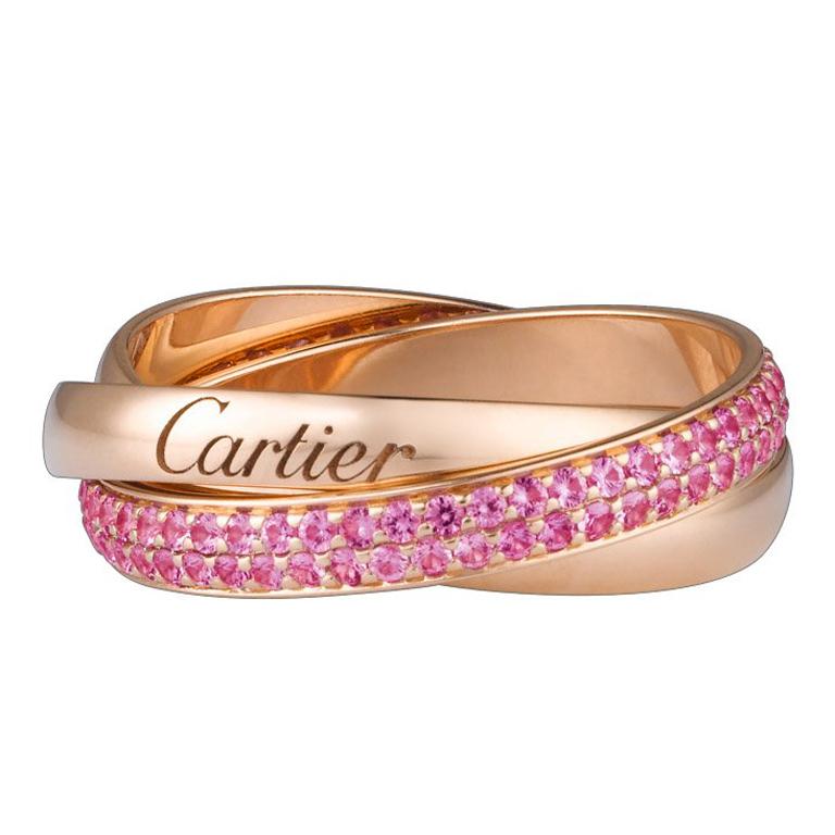 Cartier Pink Sapphires Trinity 18 Karat Rose Gold Ring 0.90 Carat at  1stDibs | cartier pink trinity ring, cartier trinity armband pink, pink  cartier