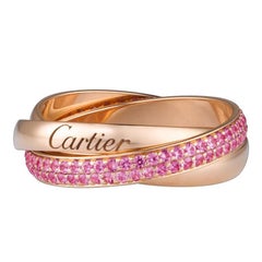 Cartier Pink Sapphires Trinity 18 Karat Rose Gold Ring 0.90 Carat