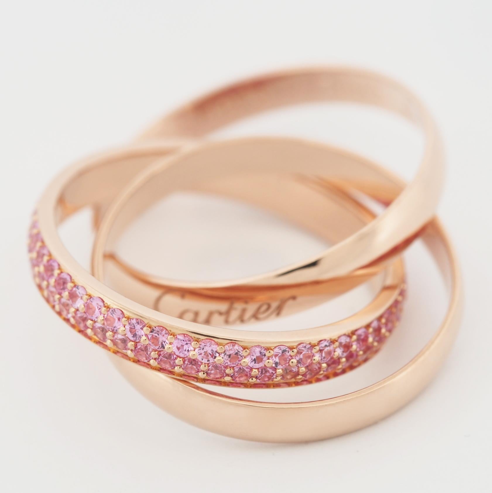 Cartier Pink Sapphires Trinity Ring Rose Gold 48 US 4.5 In Good Condition In Kobe, Hyogo