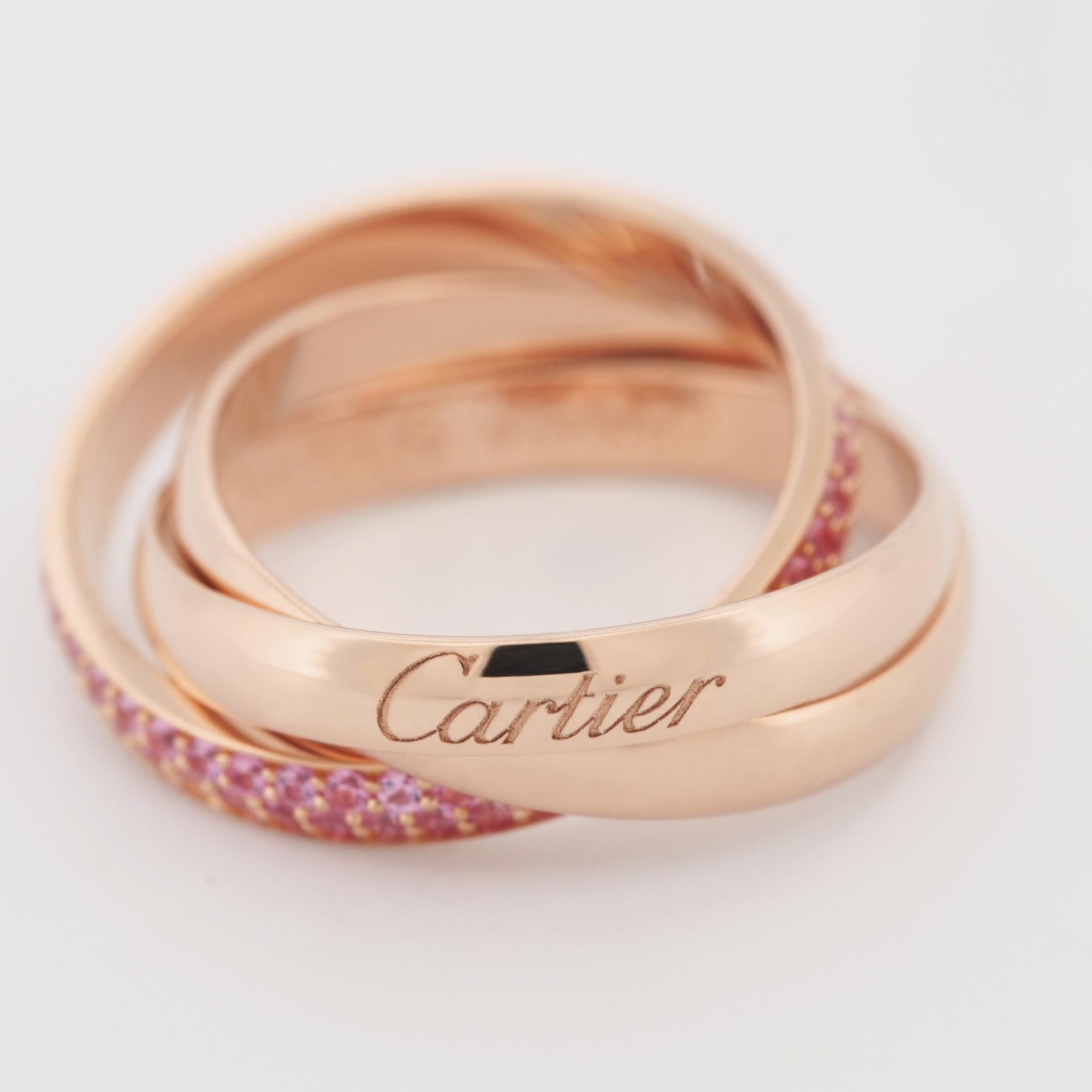 Women's Cartier Pink Sapphires Trinity Ring Rose Gold 48 US 4.5