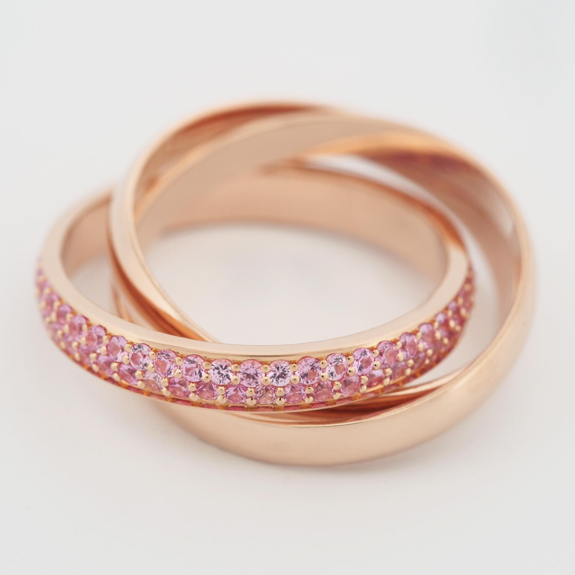 Cartier Pink Sapphires Trinity Ring Rose Gold 48 US 4.5 1