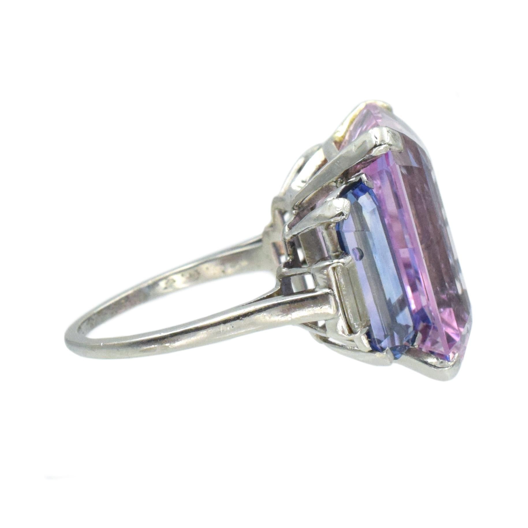 Artist Cartier Pink Topaz, Blue Sapphire and Diamond Ring For Sale