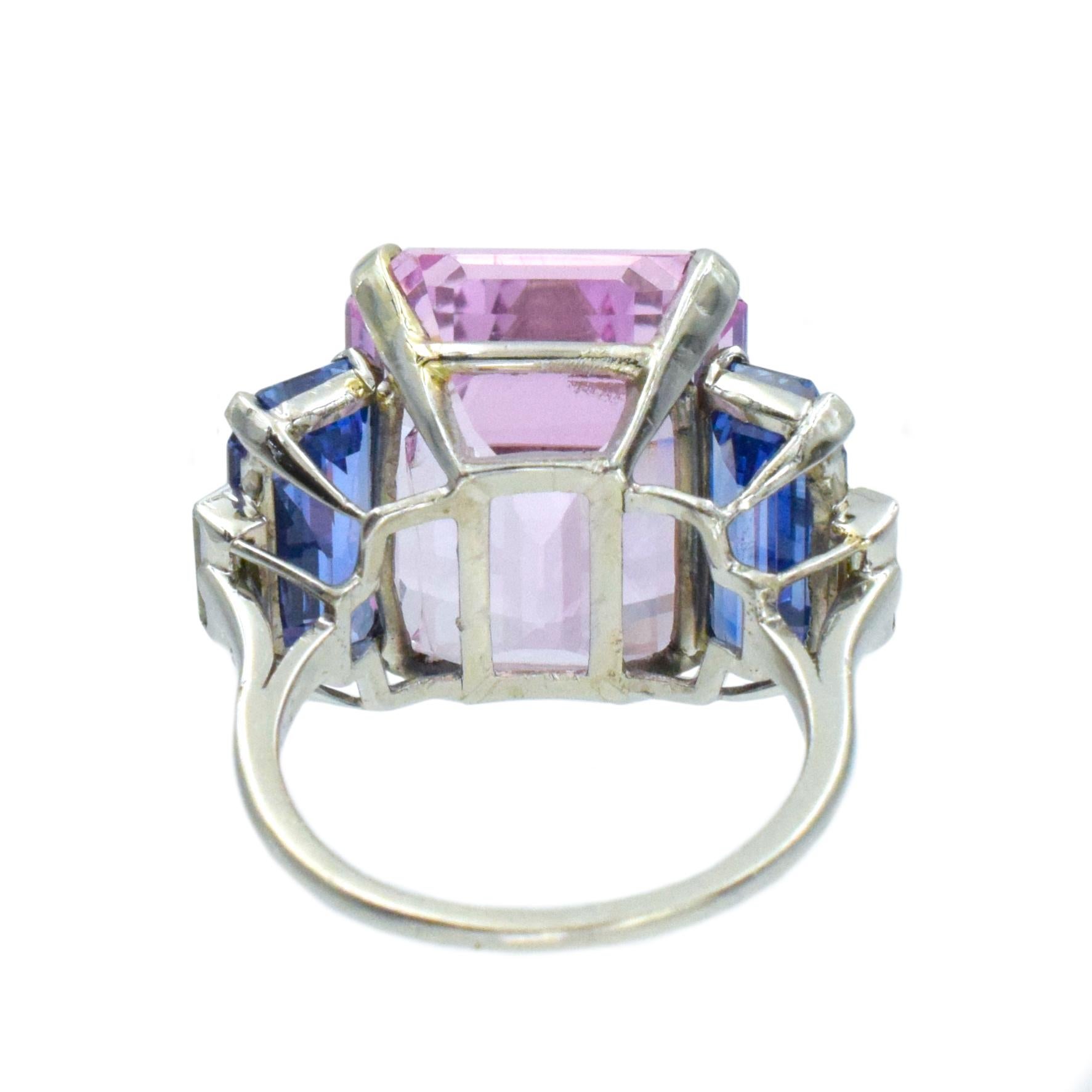 Cartier Pink Topaz, Blue Sapphire and Diamond Ring In Excellent Condition For Sale In New York, NY
