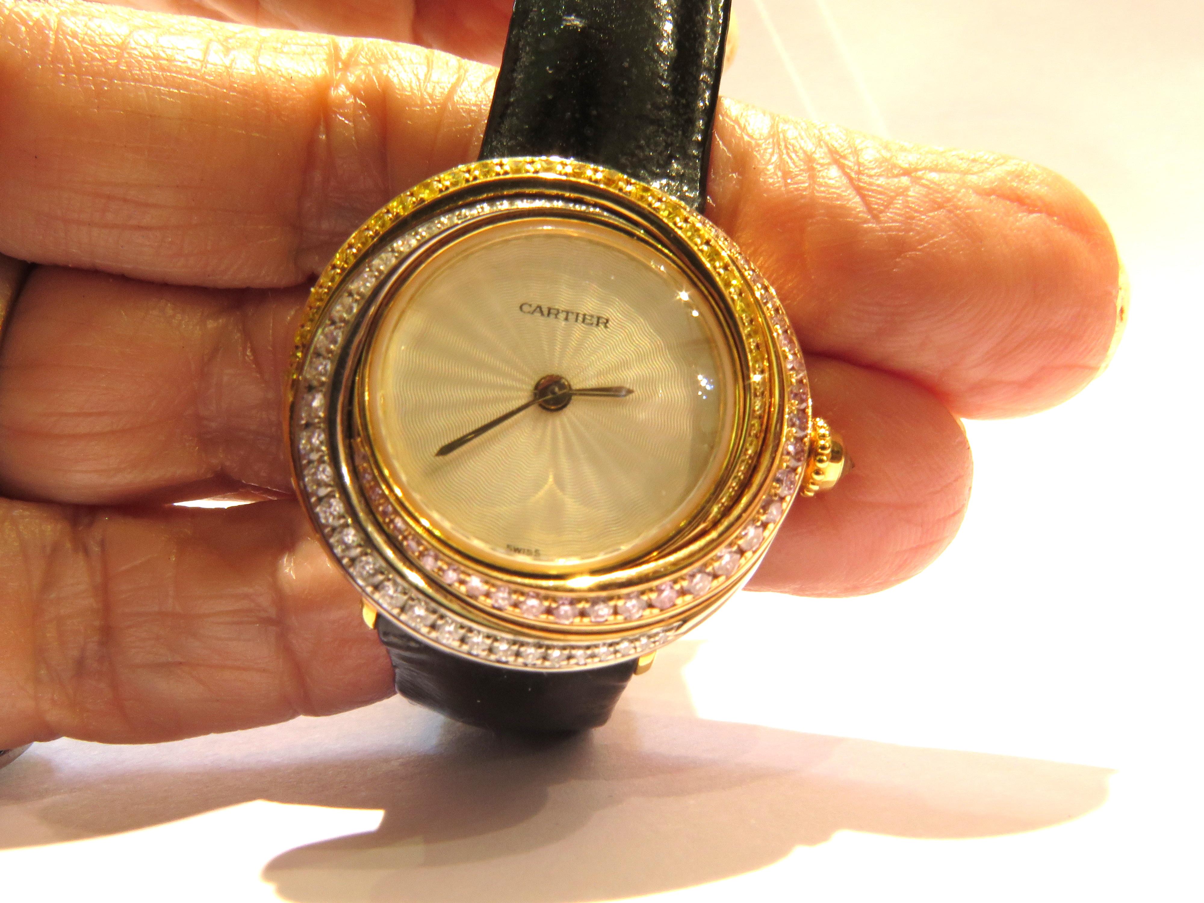 cartier trinity watch with diamonds