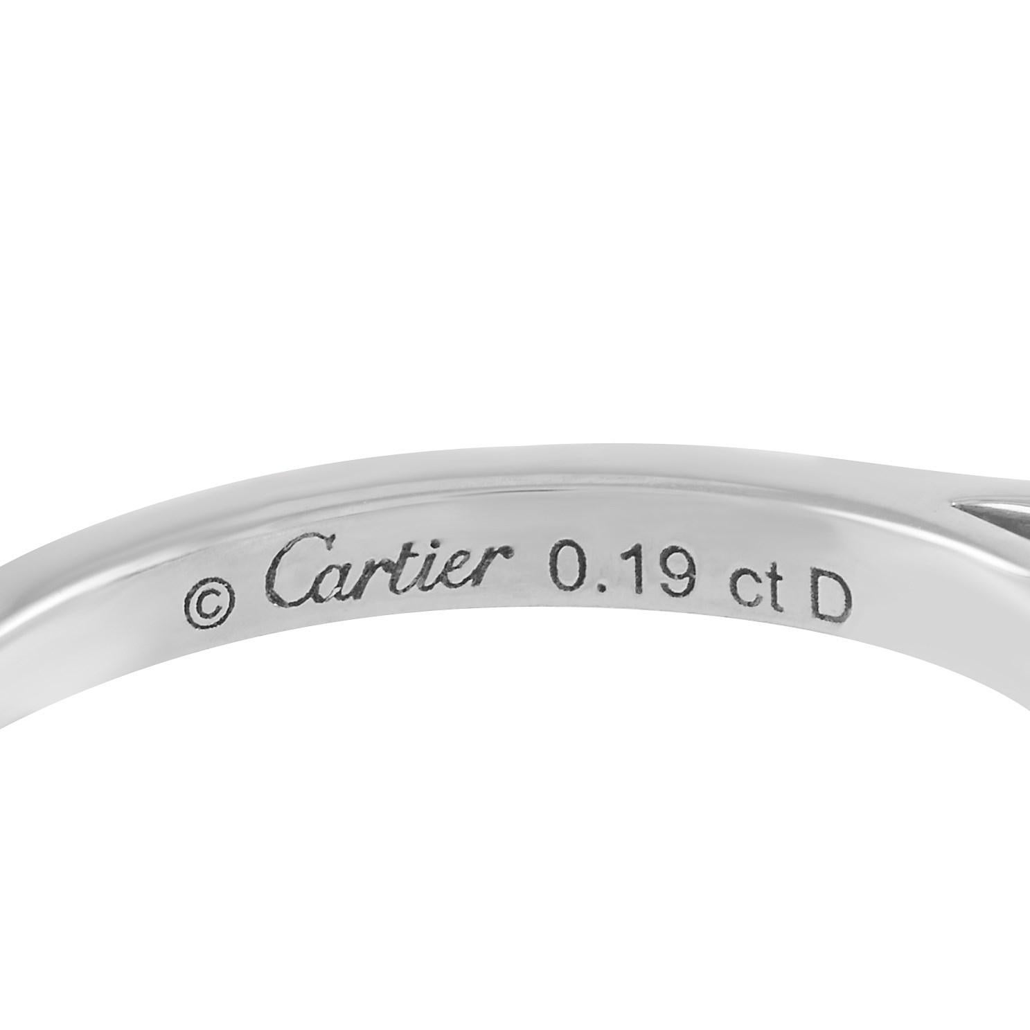 Round Cut Cartier Platinum 0.29 Ct Diamond Solitaire Engagement Ring