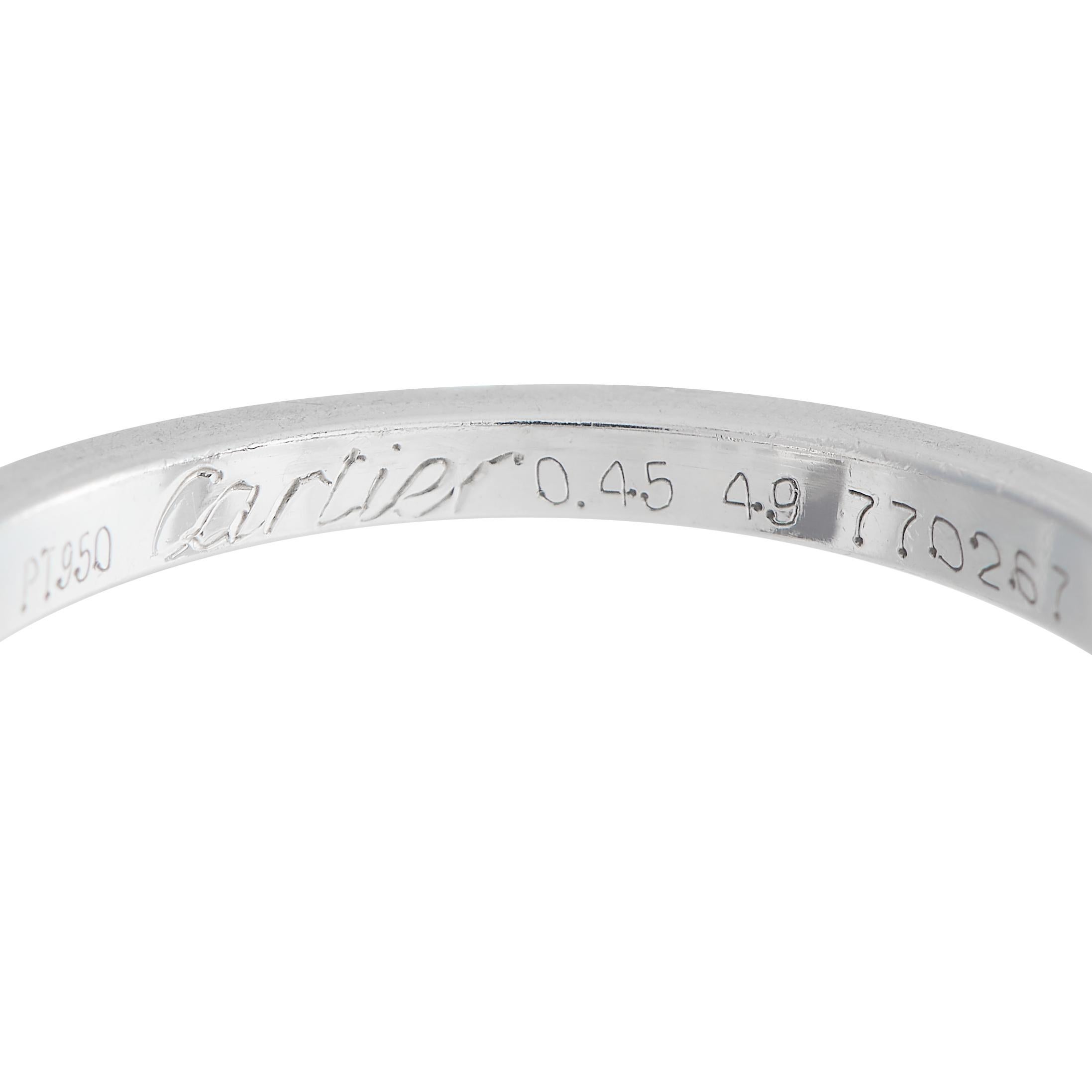 Round Cut Cartier Platinum 0.60 Ct Diamond Engagement Ring