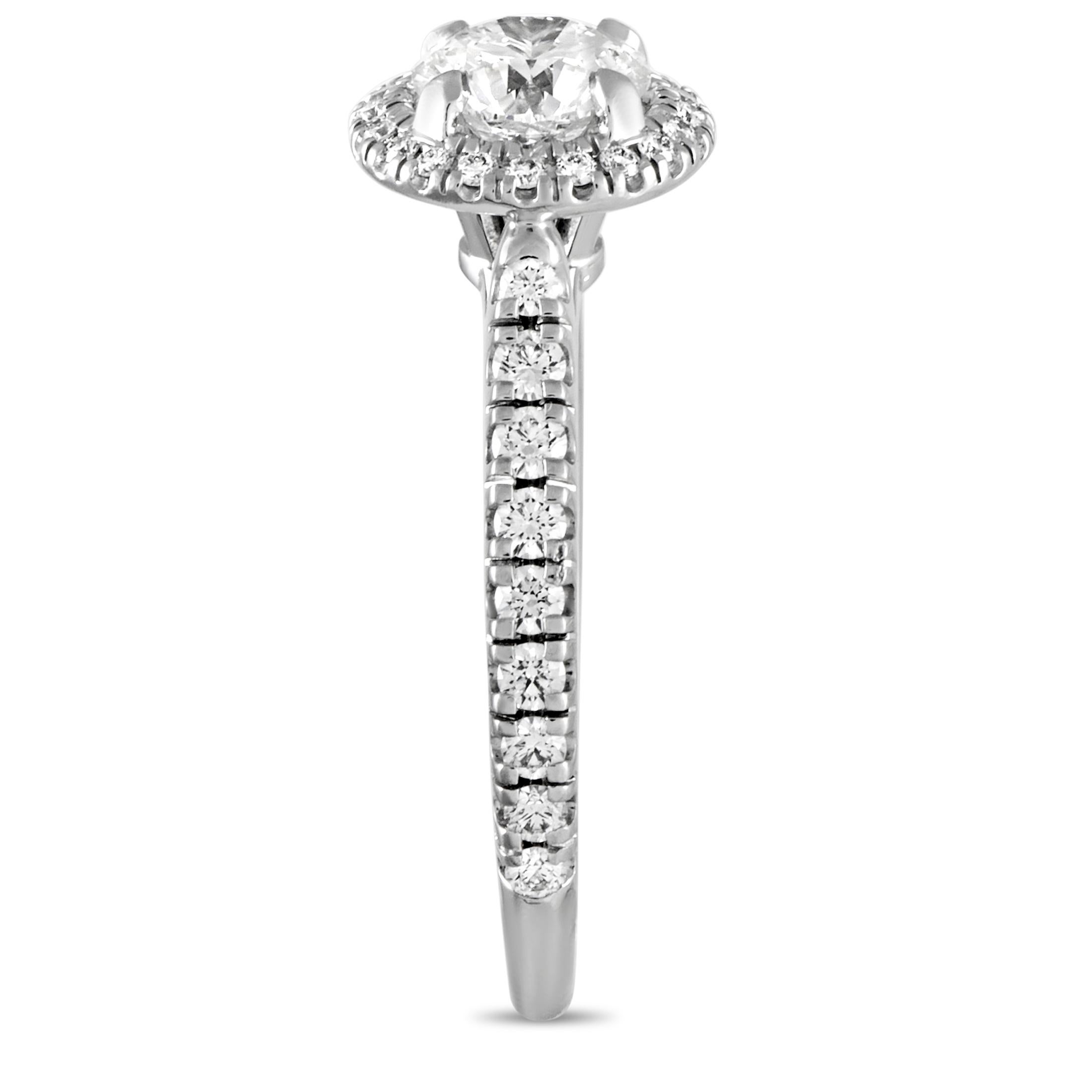 Round Cut Cartier Platinum 1.18 Carat Diamond Pave Engagement Ring