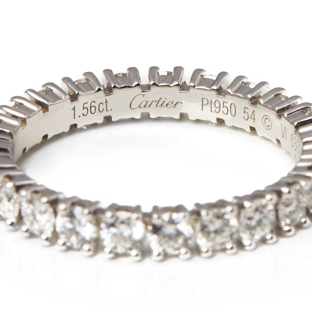 Round Cut Cartier Platinum 1.56 Carat Full Diamond Destinée Eternity Ring