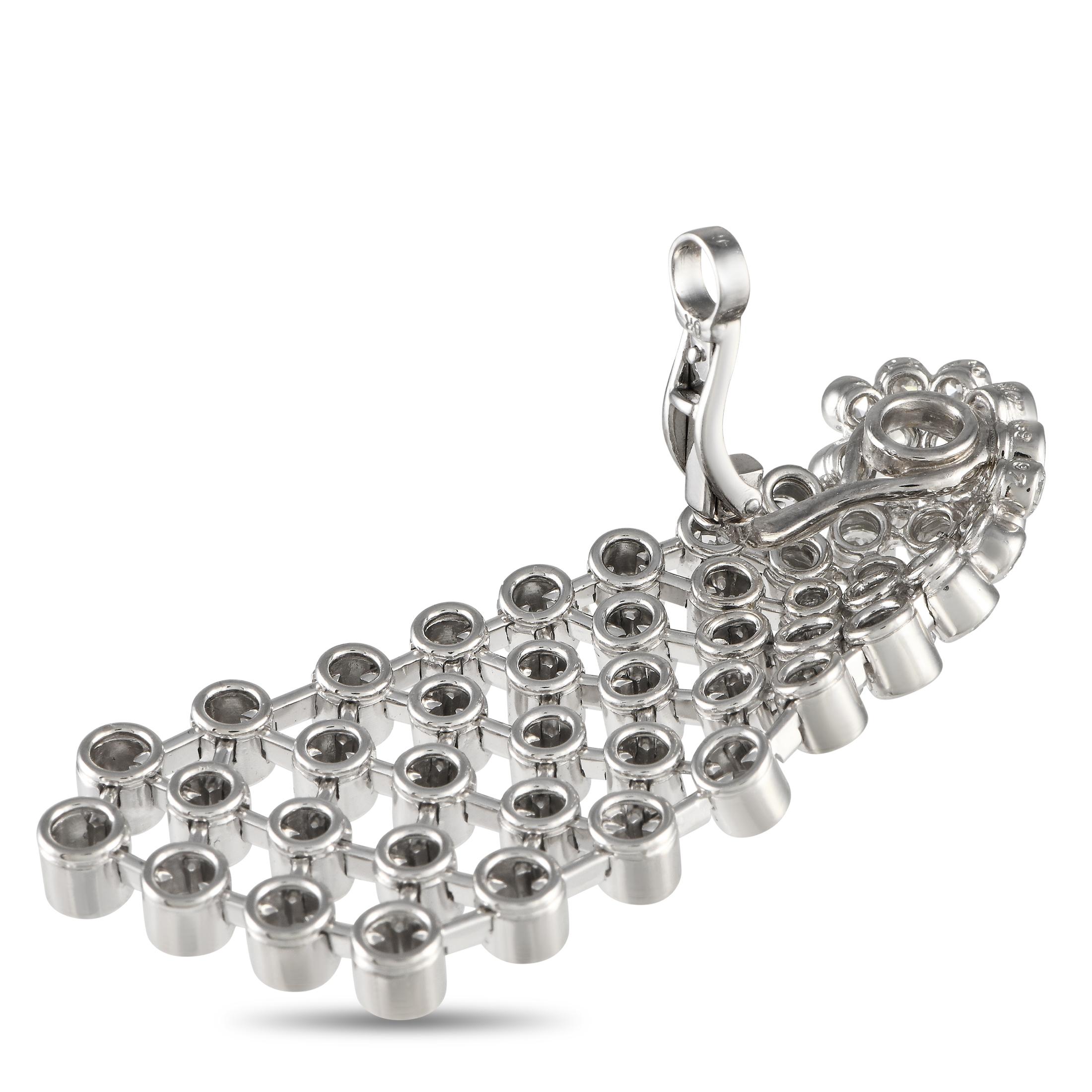 Cartier Platin 18,50 Karat Diamant-Ohrclips mit Clip (Rundschliff)