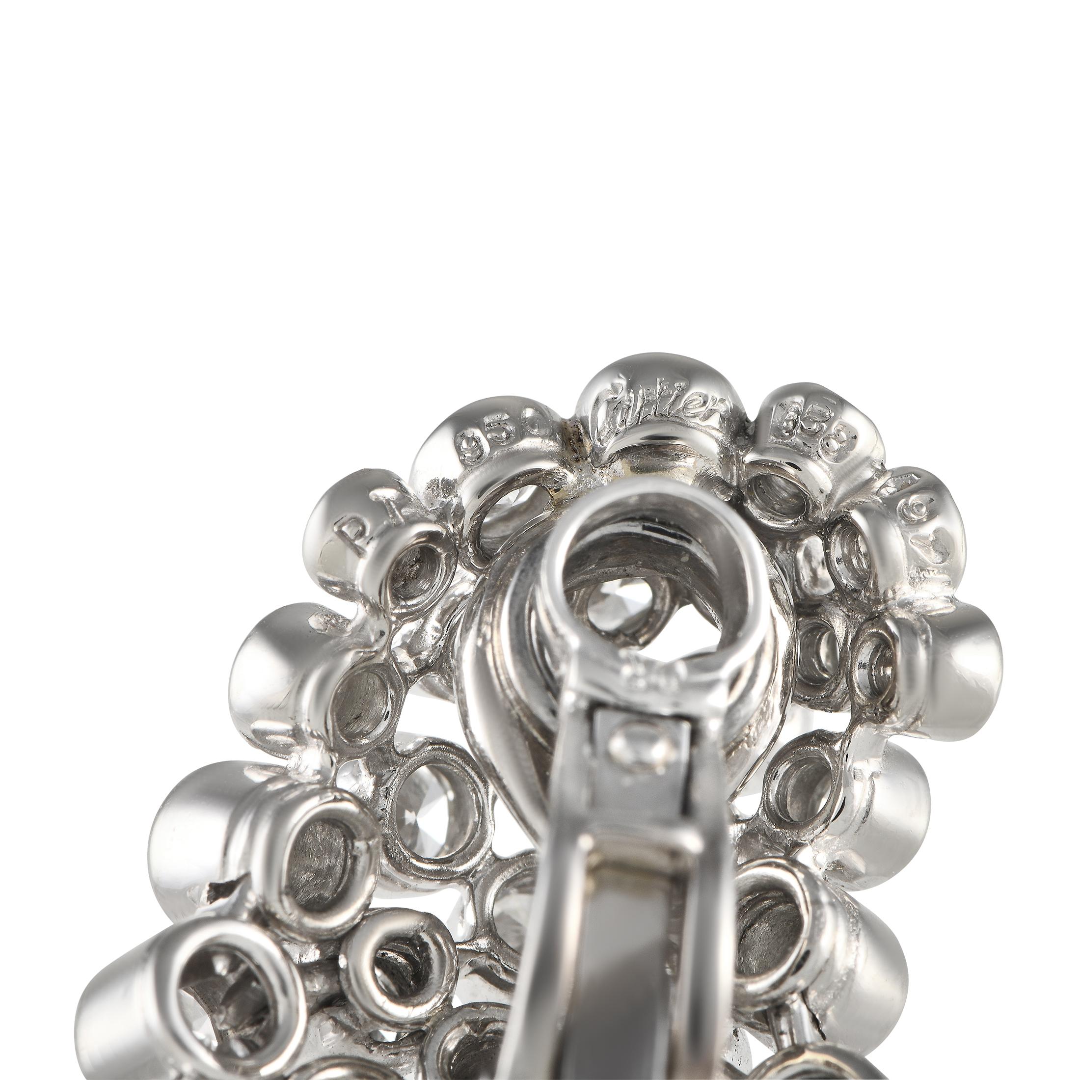 Cartier Platin 18,50 Karat Diamant-Ohrclips mit Clip im Zustand „Hervorragend“ in Southampton, PA
