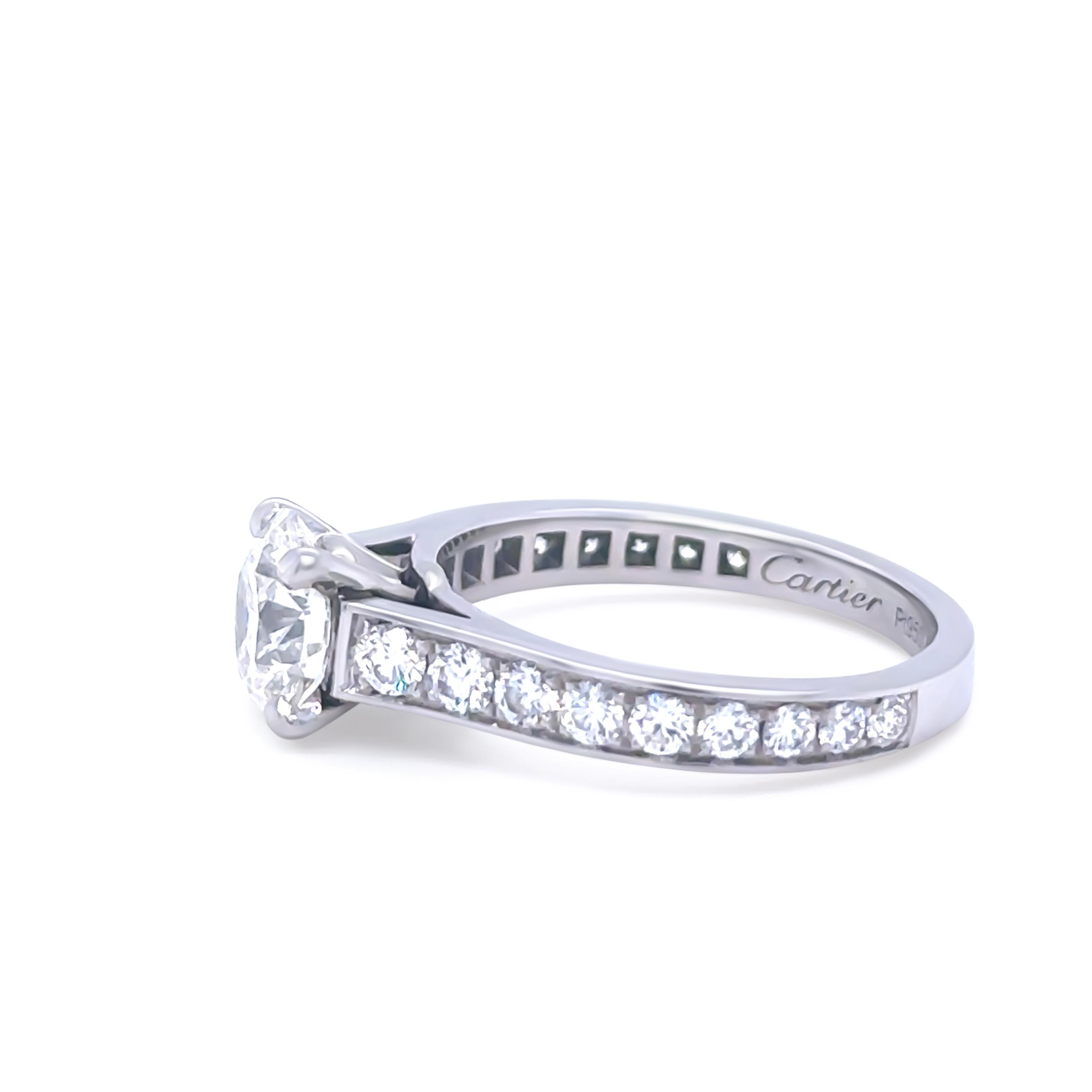 Brilliant Cut Cartier Platinum 1895 Solitaire Engagement Ring 1.83ct 4.63g For Sale