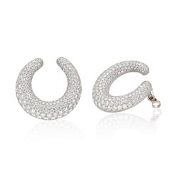 Cartier Platinum & 18K White Gold “C” Ear Clips