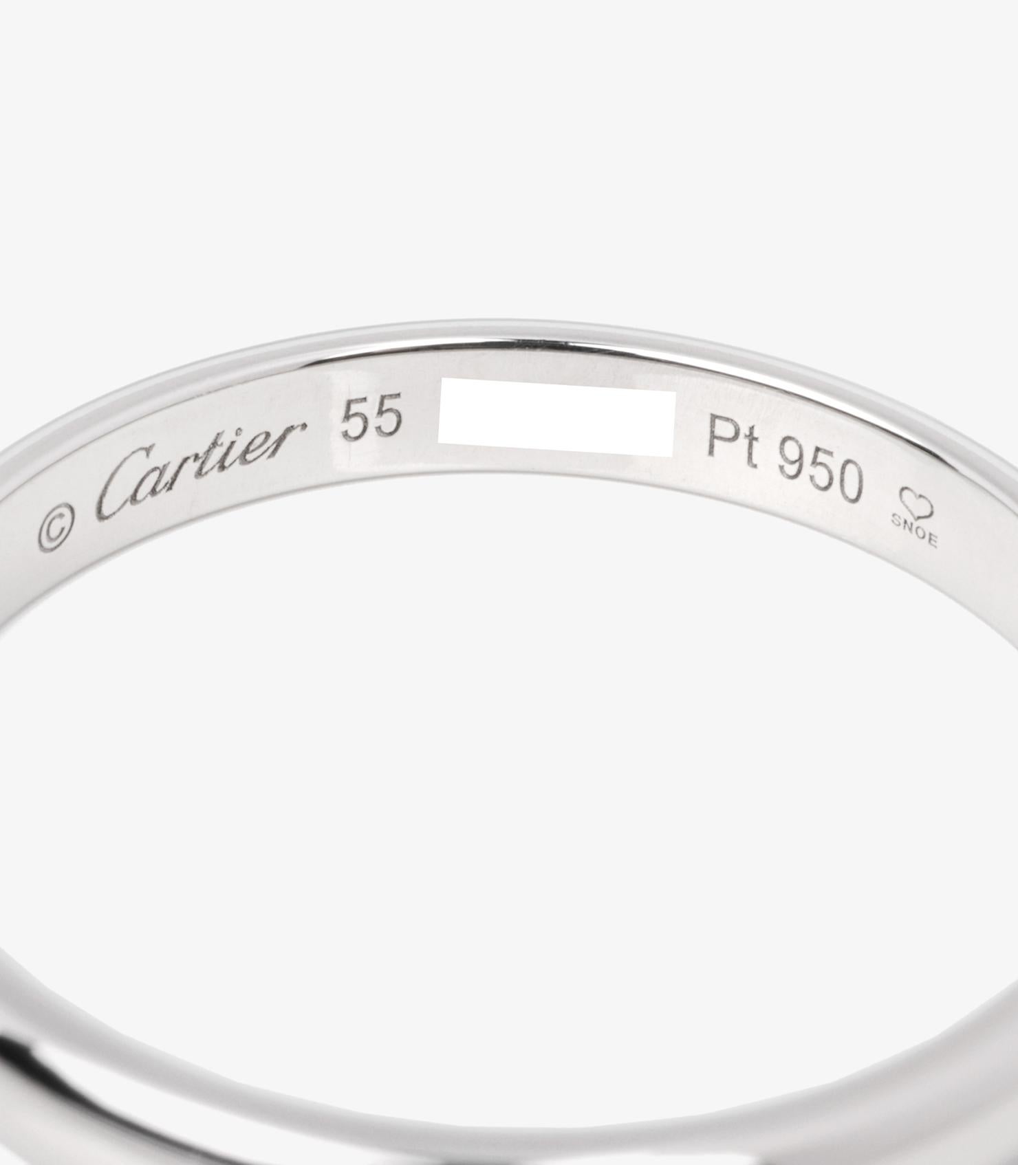 Cartier, bague de mariage en platine 2,5 mm 1895 Excellent état - En vente à Bishop's Stortford, Hertfordshire