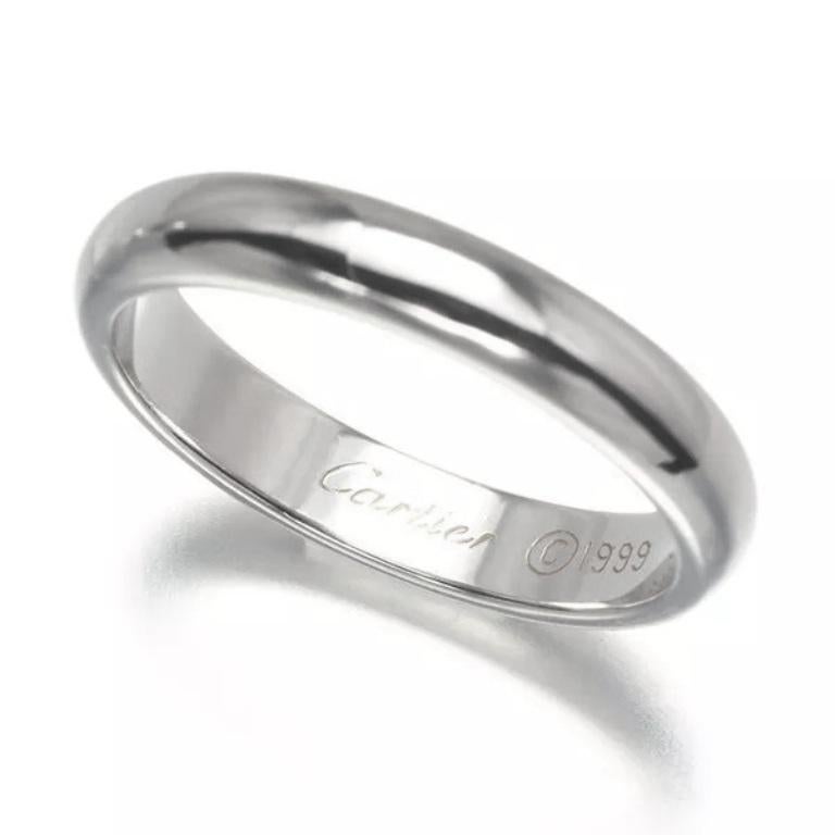 Anello Cartier in platino da 3,5 mm 52, misura USA 6 In condizioni ottime in vendita a Los Angeles, CA