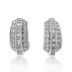 Cartier Platinum 8.00cttw Round And Baguette Cut Diamond Earrings