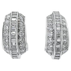 Cartier Platinum 8.00cttw Round And Baguette Cut Diamond Earrings 