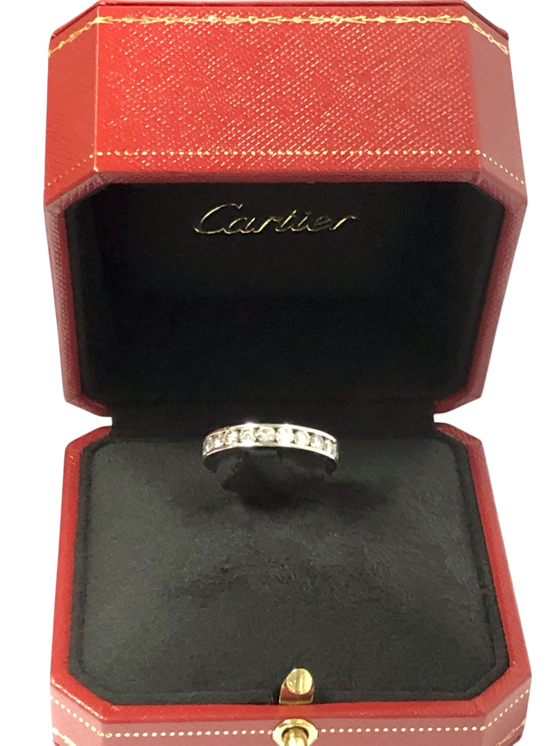 Round Cut Cartier Platinum and Chanel set Diamond Eternity Band Ring For Sale