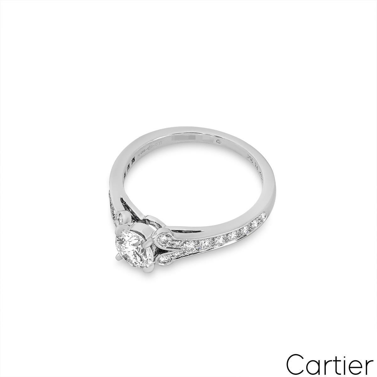 Cartier Platinum Brilliant Cut Diamond Ballerine Solitaire Ring 0.71ct G/VVS2 In Excellent Condition For Sale In London, GB