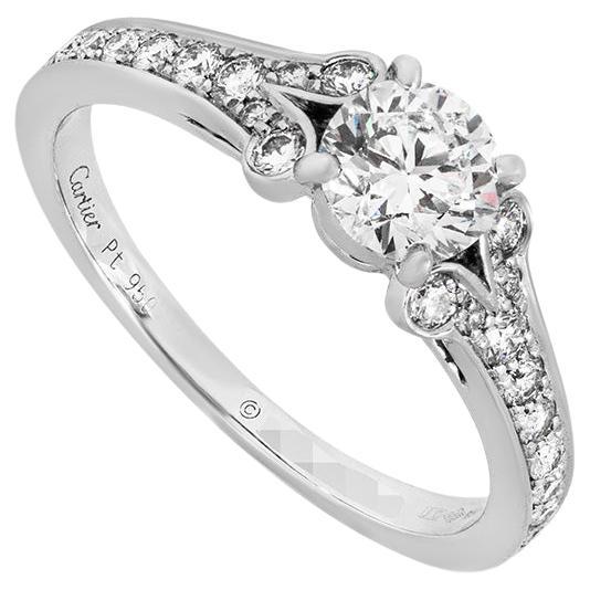 Cartier Platin Brillantschliff Diamant Ballerine Solitär Ring 0,71 Karat G/VVS2 im Angebot