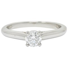 Cartier Platinum Cathedral Solitaire Round Brilliant Diamond Engagement Ring