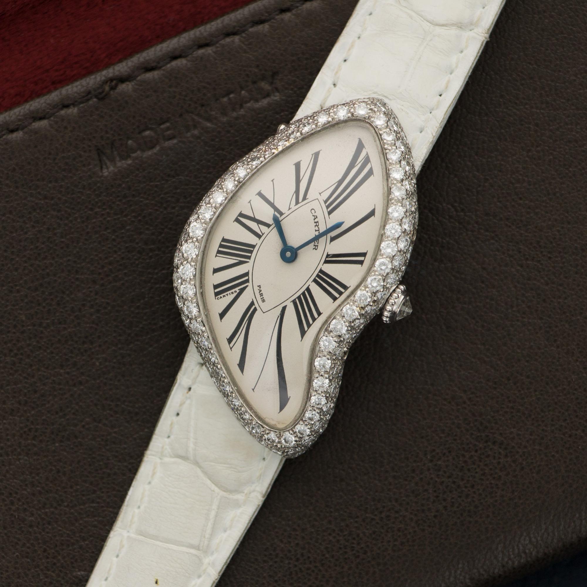 Cartier Platinum Crash Diamond Watch For Sale at 1stDibs