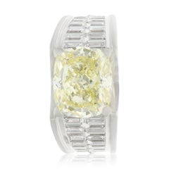 CARTIER Platinum, Cushion-Cut Fancy Yellow Diamond Ring